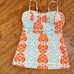 DownEast Basic Women’s Swim Deep Sea Tank Orange Bikini Top size S